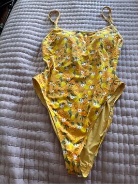 Yellow Floral Kids One-Piece Swimsuit